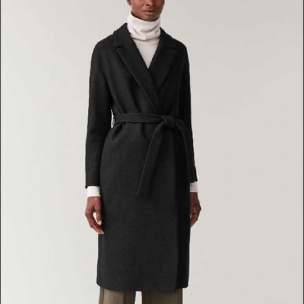 COS black wool wrap coat